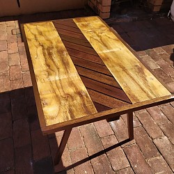 Modern design herringbone style coffee table. Rustic handmade furniture. 